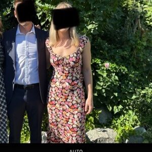 Blue Blush Floral Midi Dress